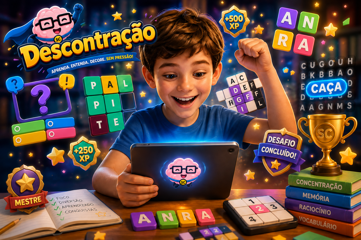 Pessoas se divertindo com os desafios do Descontração